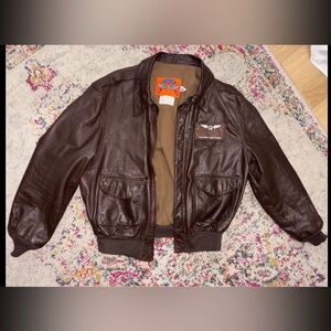 Brown Leather Bomber Jacket - Vintage Air Corps Flight Jacket